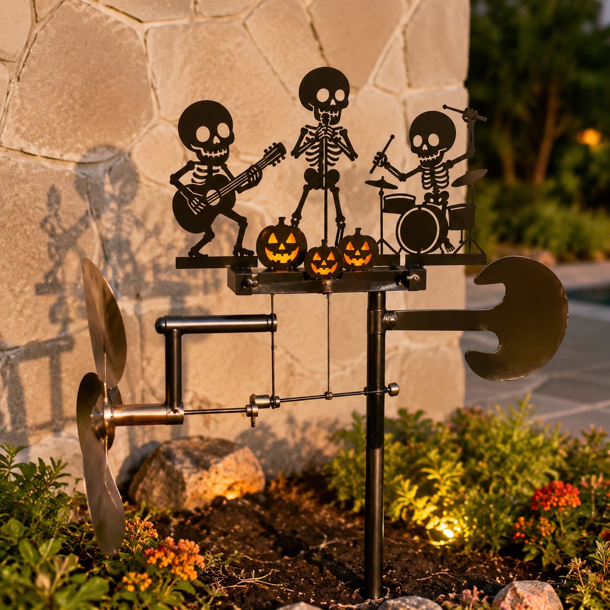 🎃Halloween Skeleton Metal Drummer Kinetic Wind Spinner