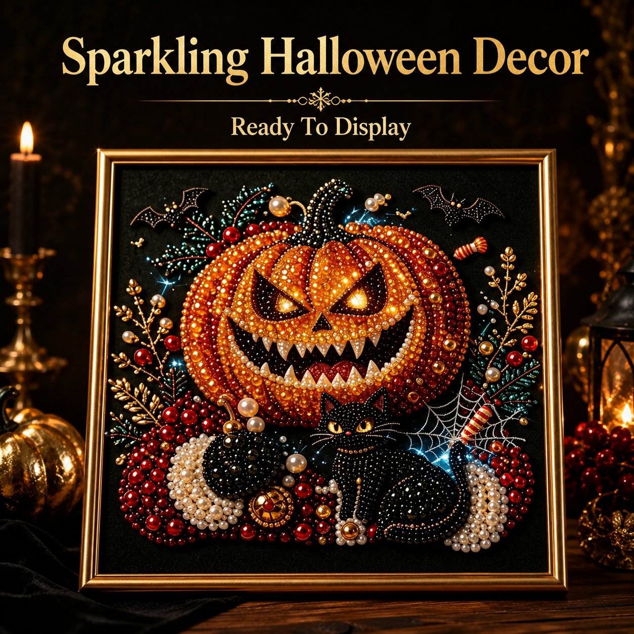 🖤 Premium 3D Pearl Dark Gothic Diamond Painting Art Kit | Luxury Flocked Canvas with Scratch-Resistant Non-Fading Pearl Beads DIY Dark Academia Decor 💀🕯️✨
