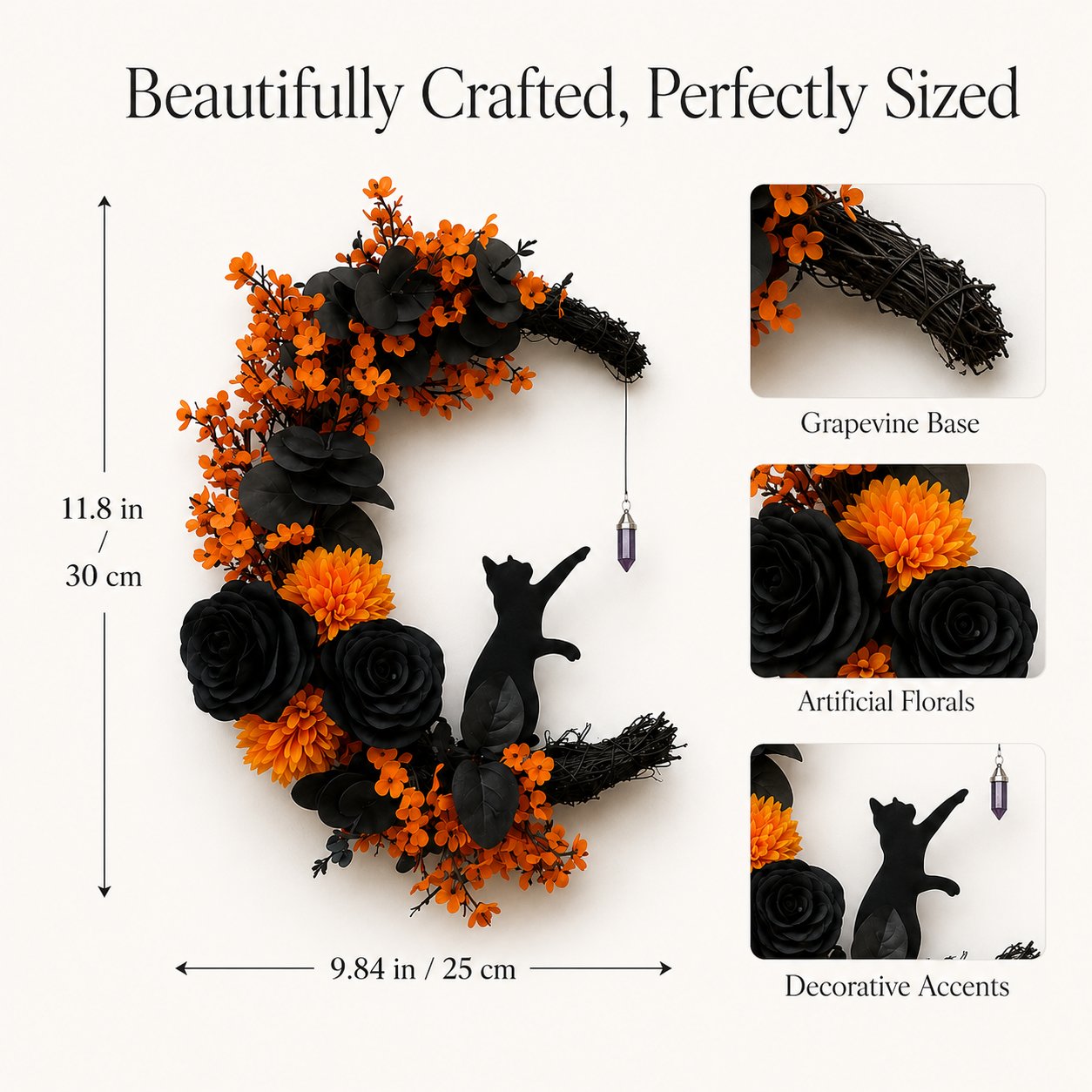 🐈‍⬛🌙Handmade Halloween Cat Wreath