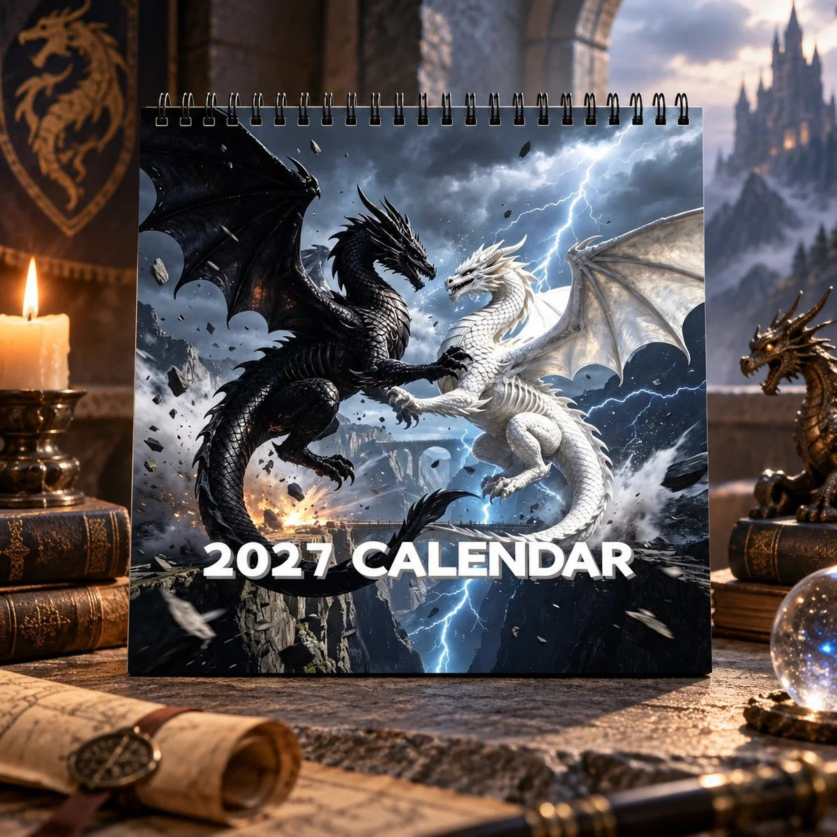 Dragons World 2027 Wall Calendar – 12-Month Epic Fantasy Dragon Calendar, Mystical Legendary Art Hanging Planner for Dragon Lovers