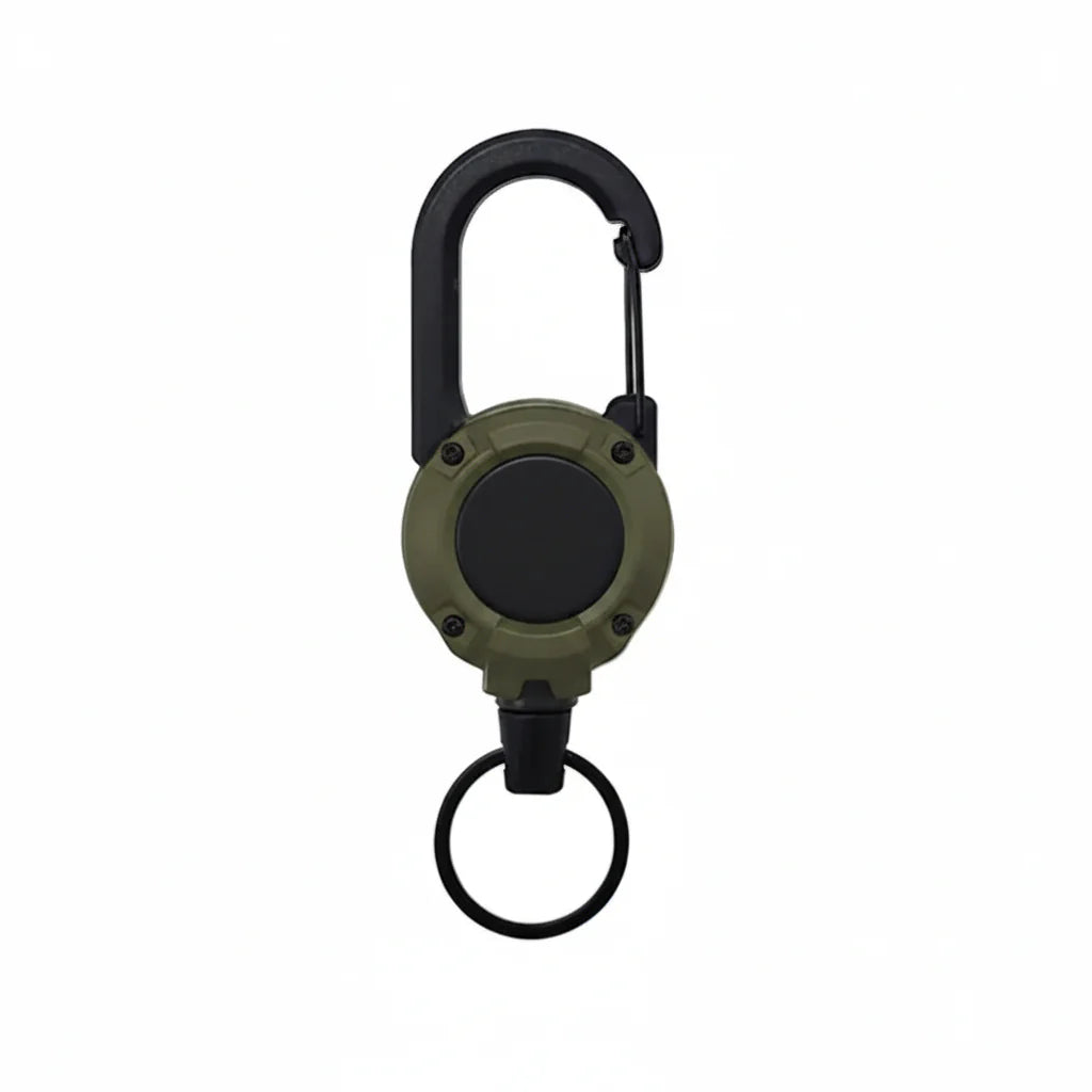 Heavy-Duty Retractable Carabiner Keychain – 65cm Steel Lanyard, 100K Pull Cycles