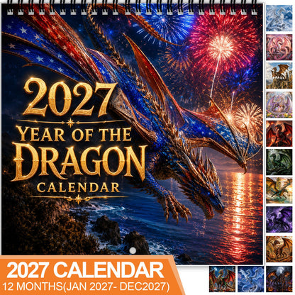 🐉2027 Dragon Wall Calendar - 12-Month Spiral Planner With Notes