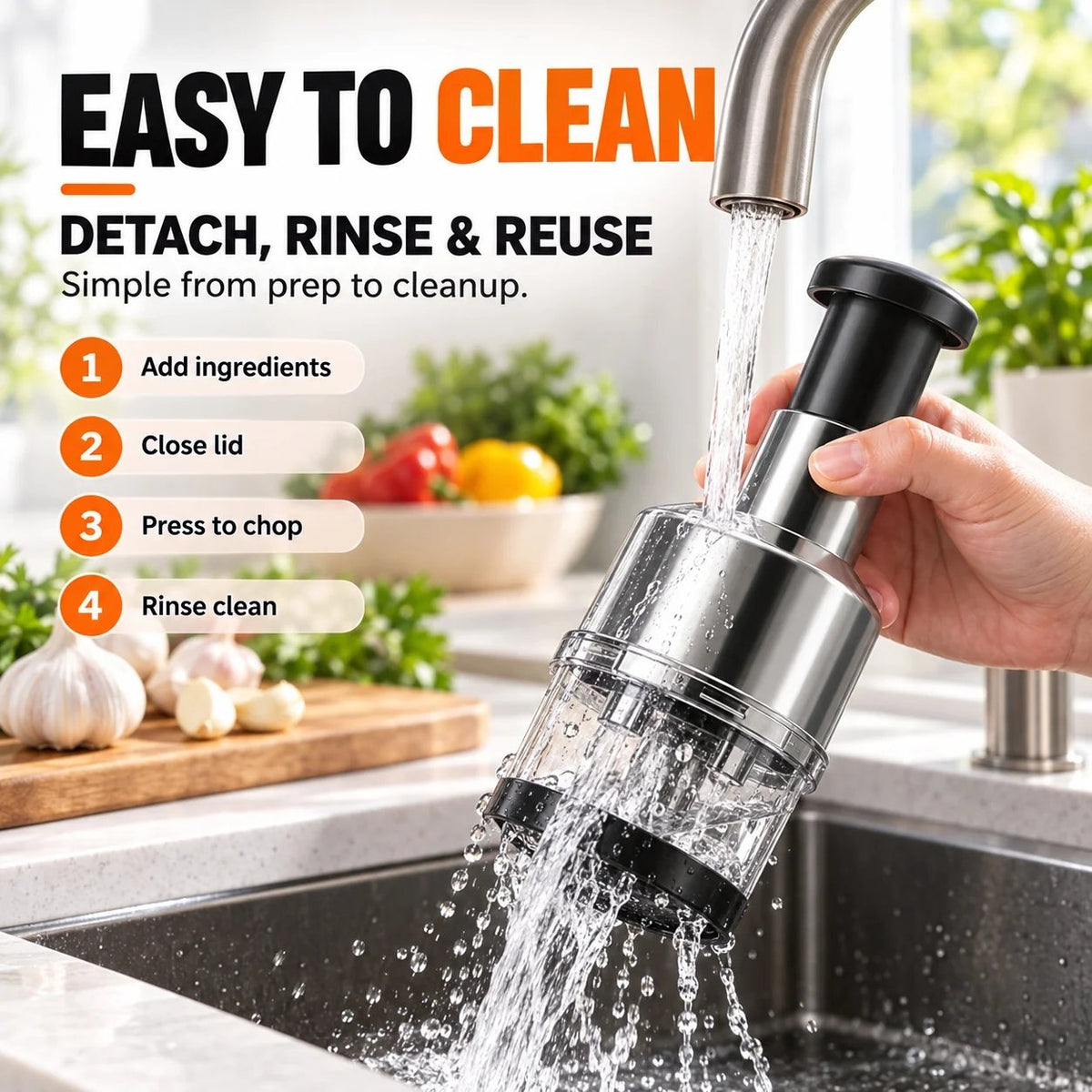 🥣Tyiiplus™ Chop Garlic Faster – Press-Down Manual Food Chopper