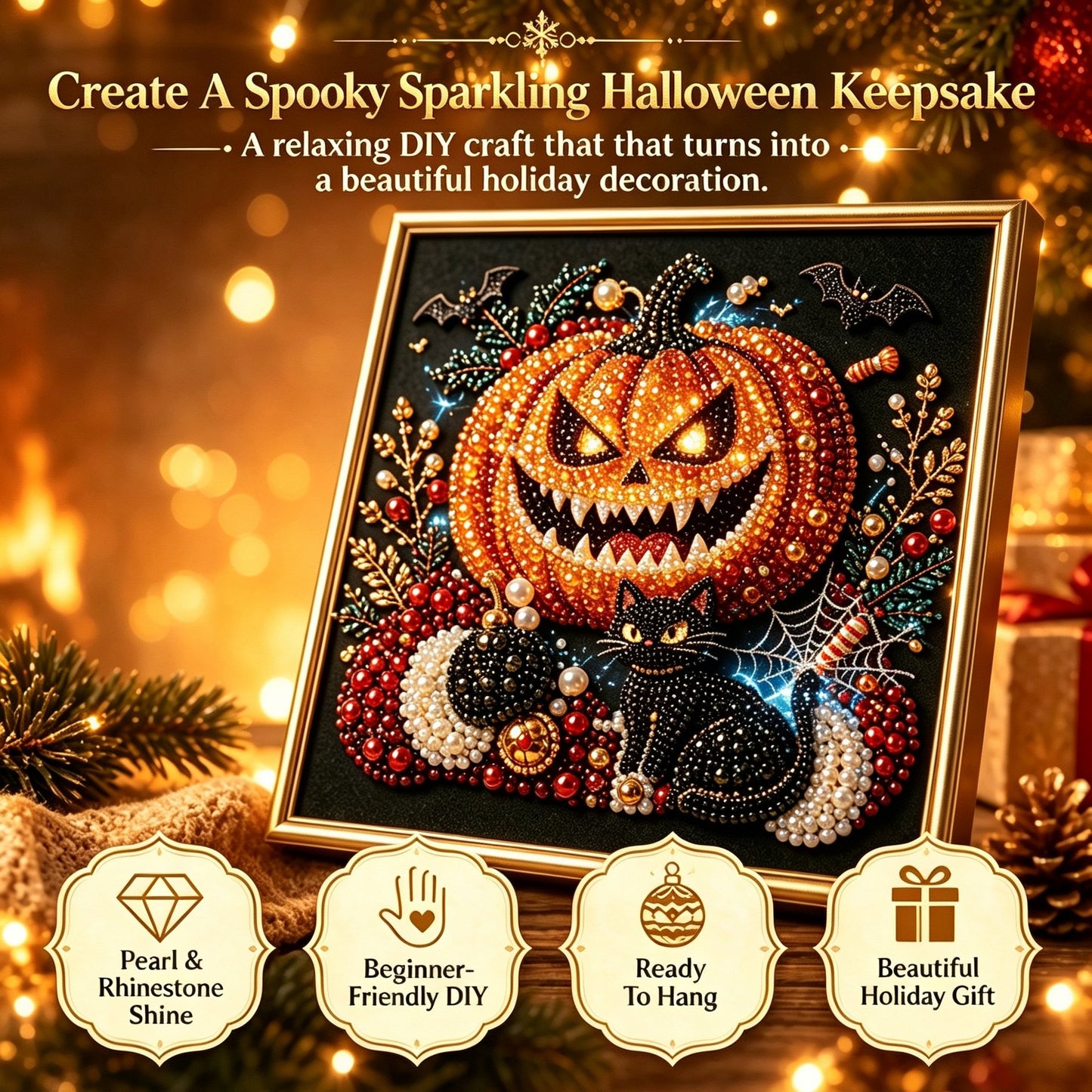 🖤 Premium 3D Pearl Dark Gothic Diamond Painting Art Kit | Luxury Flocked Canvas with Scratch-Resistant Non-Fading Pearl Beads DIY Dark Academia Decor 💀🕯️✨