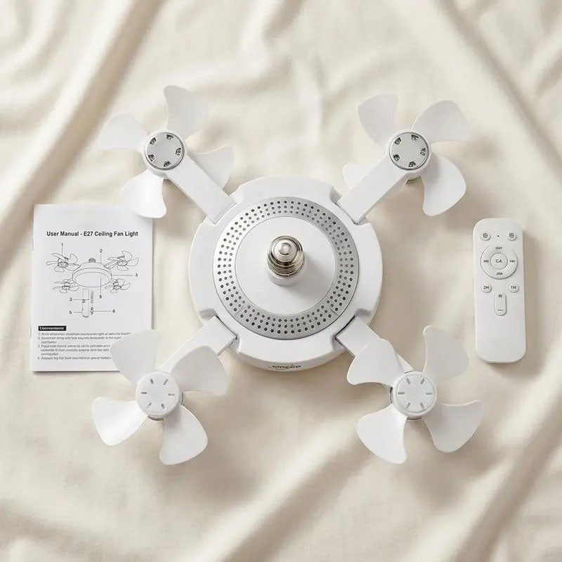 🌀E27 Socket Ceiling Fan Light – 2-in-1 LED Light & Quiet Fan with Remote Control