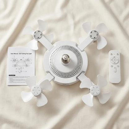 🌀E27 Socket Ceiling Fan Light – 2-in-1 LED Light & Quiet Fan with Remote Control