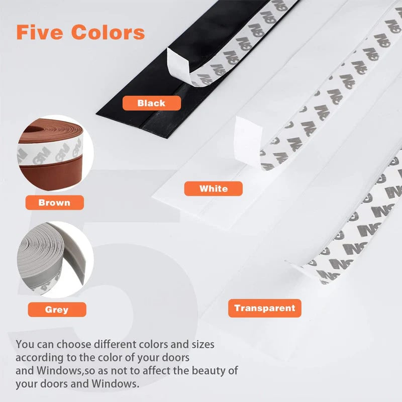 16.4 ft Door Weather Stripping | Adhesive Draft Stopper Seal Strip for Doors, Windows & Shower Doors