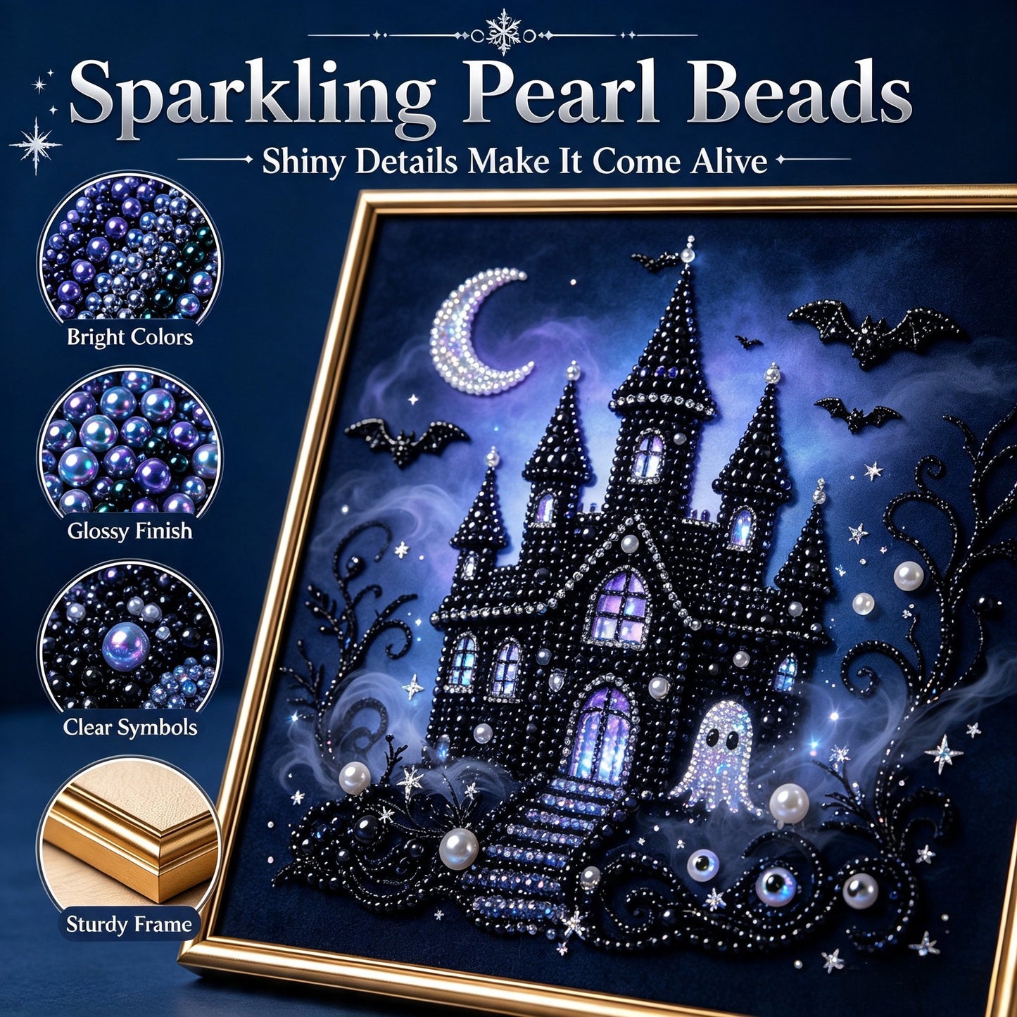 🖤 Premium 3D Pearl Dark Gothic Diamond Painting Art Kit | Luxury Flocked Canvas with Scratch-Resistant Non-Fading Pearl Beads DIY Dark Academia Decor 💀🕯️✨