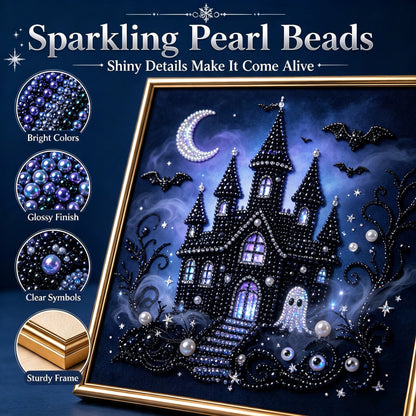 🖤 Premium 3D Pearl Dark Gothic Diamond Painting Art Kit | Luxury Flocked Canvas with Scratch-Resistant Non-Fading Pearl Beads DIY Dark Academia Decor 💀🕯️✨