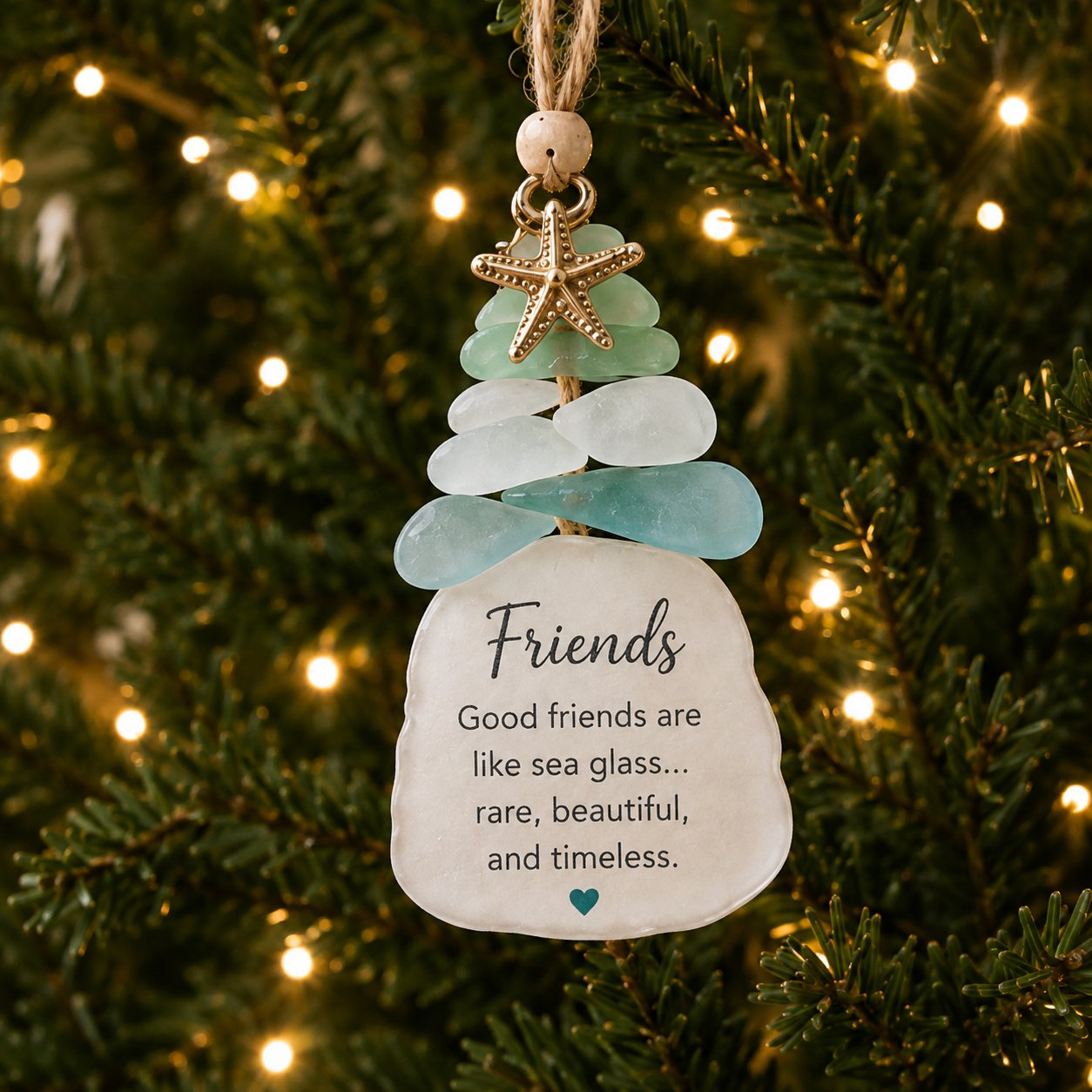 🌊Ocean Blessings™ Sea Glass Christmas Ornaments – Peace, Love, Joy, Faith, Family, Friends & Hope