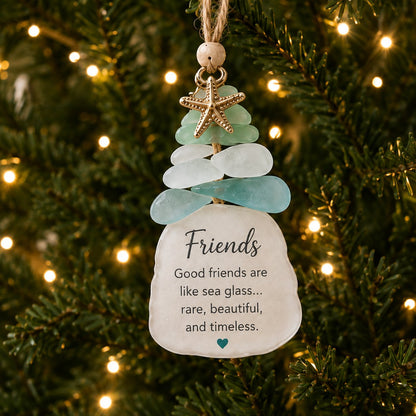 🌊Ocean Blessings™ Sea Glass Christmas Ornaments – Peace, Love, Joy, Faith, Family, Friends & Hope