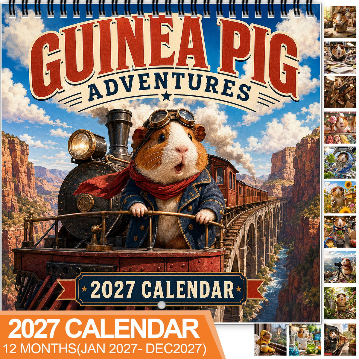 🥰2027 Cute Guinea Pig Adventures Wall Calendar