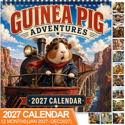 🥰2027 Cute Guinea Pig Adventures Wall Calendar