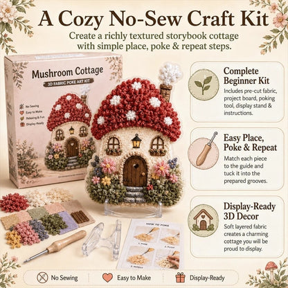 🔥🏡 Whimsical Village 3D Fabric Poke Art Kit, No-Sew Beginner DIY Craft, Screen-Free Relaxing Handmade Desktop Decoration & Family Bonding Activity Gift