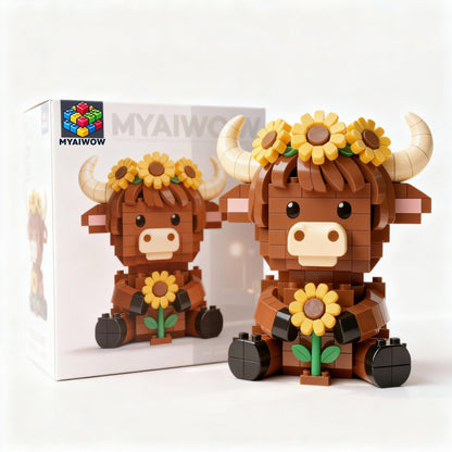 Sunflower Highland Cow Brick Set🌻🐂