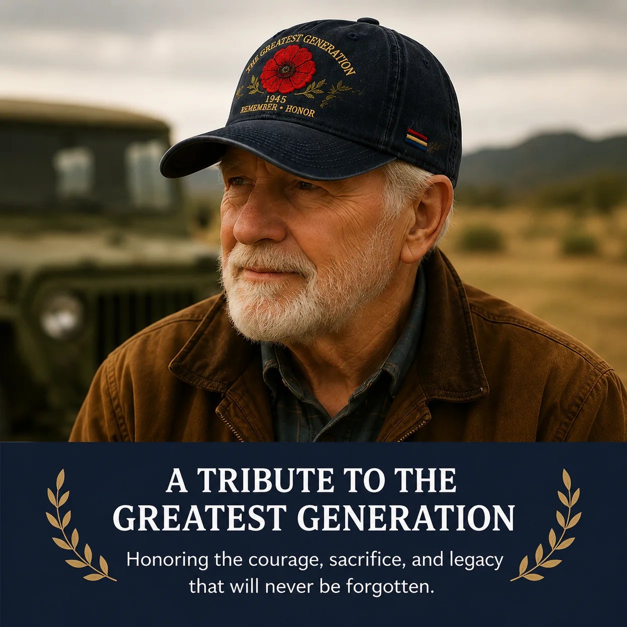 The Greatest Generation 1945 Memorial Poppy Cap – Remember & Honour