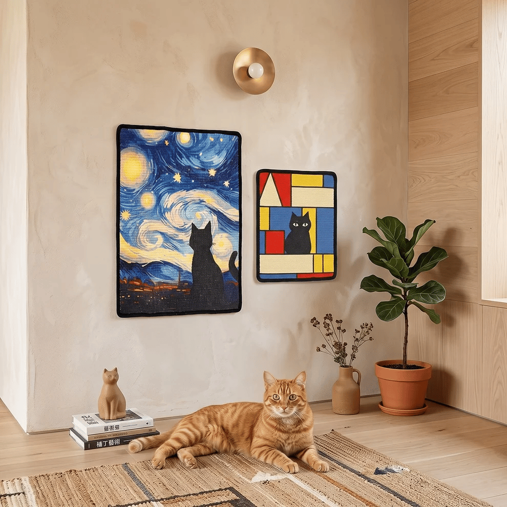 🐱 Decorative Wall Art Cat Scratcher – Stylish 2-in-1 Cat Scratch Board