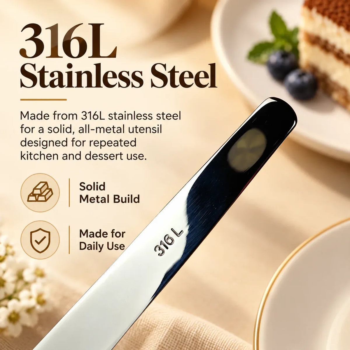 316L Stainless Steel Dessert Spade Spoon