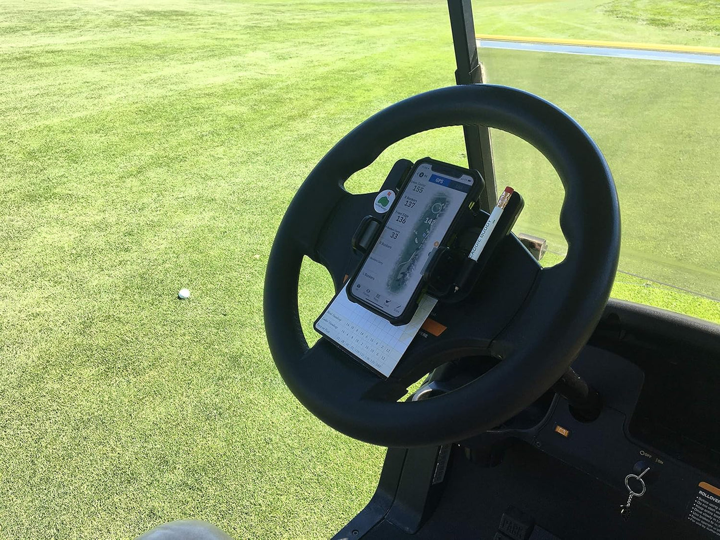 ⛳ Clip-On Phone Holder for Golf Cart Steering Wheel – Quick Install & Firm Grip