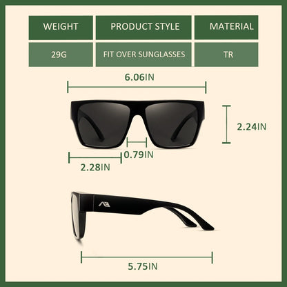 TyiiPlus Fit Over Sunglasses, Polarized Oversized Square Shades with UV400 Protection