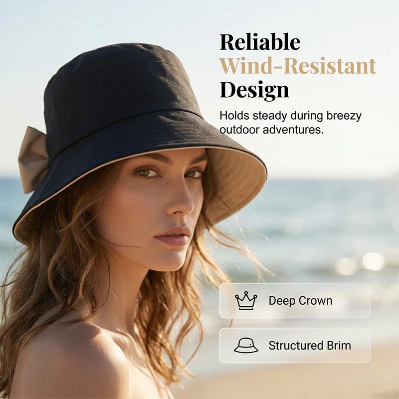 👒Women's Bowknot Wide Brim Sun Protective Hat