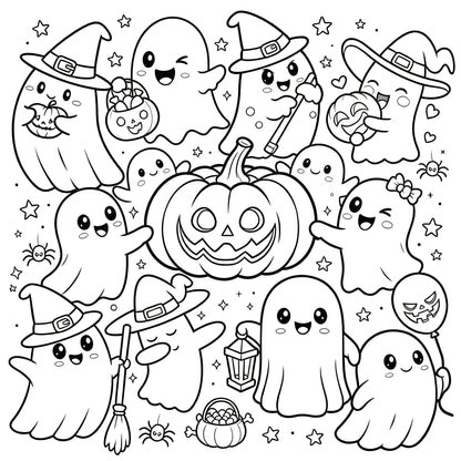 👻🎨Spooky & Cute Bold and Easy Coloring Book – A Whimsical Halloween Adventure(✨Hardcover)