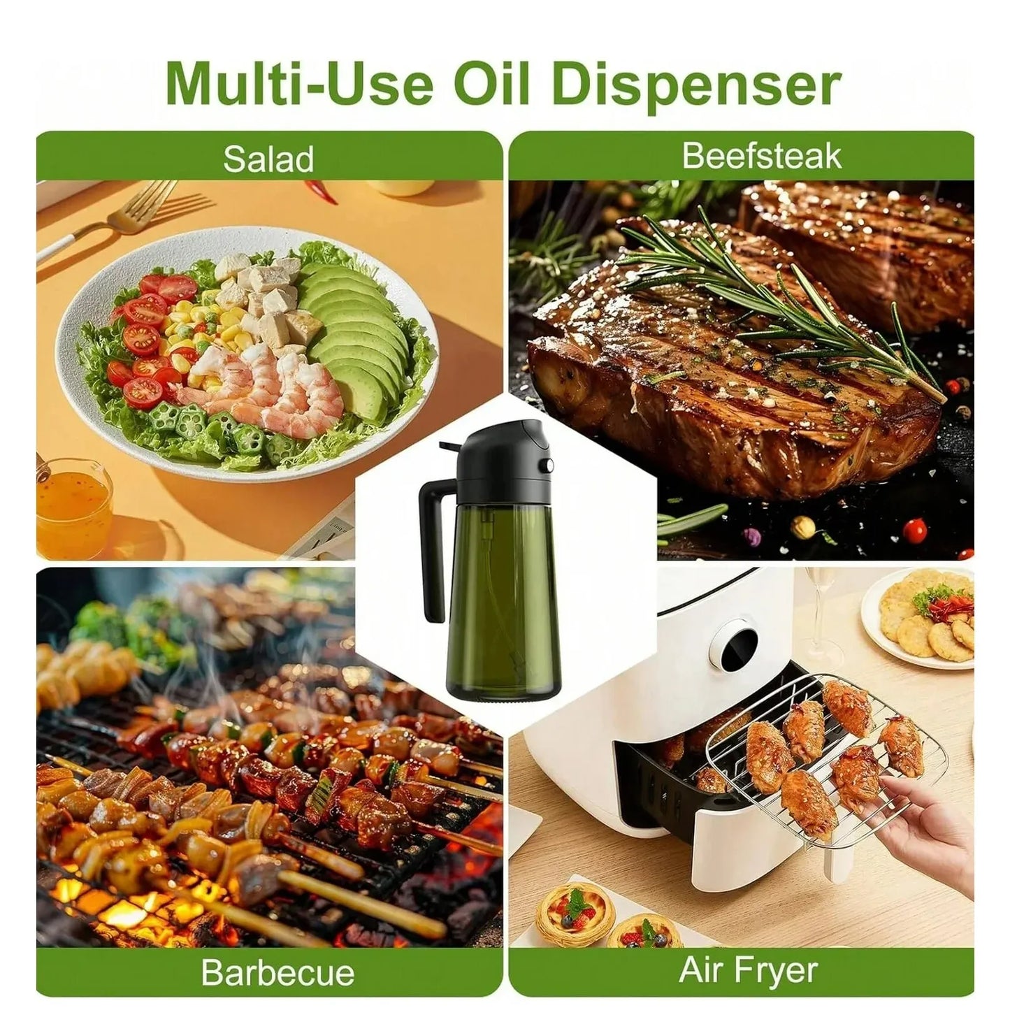 2-in-1 Glass Oil Sprayer & Dispenser – Leak-Proof Kitchen Bottle