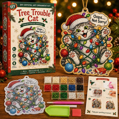 😂 Beginner-Friendly Funny Christmas Pearl Diamond Art Ornament DIY Kit | Complete Set with Printed Base, Pearl & Crystal Pieces, Tools, Hanging Cord & Instructions Included 💕