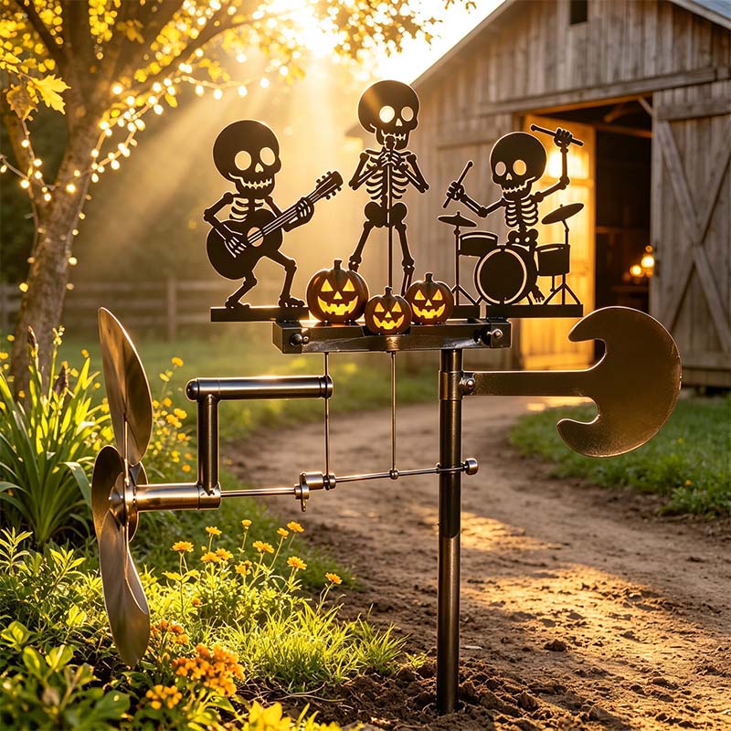 🎃Halloween Skeleton Metal Drummer Kinetic Wind Spinner