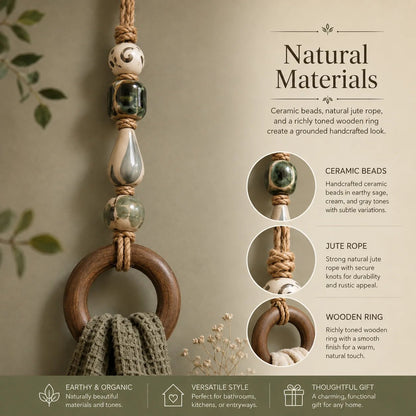 ✨Decorative Beaded Towel Hanger with Wooden Ring