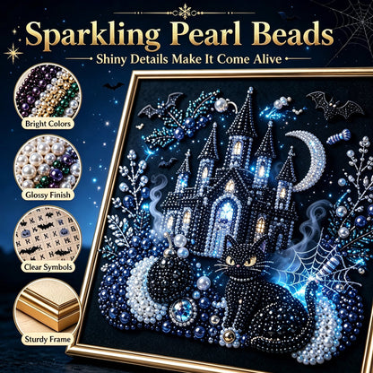 🖤 Premium 3D Pearl Dark Gothic Diamond Painting Art Kit | Luxury Flocked Canvas with Scratch-Resistant Non-Fading Pearl Beads DIY Dark Academia Decor 💀🕯️✨