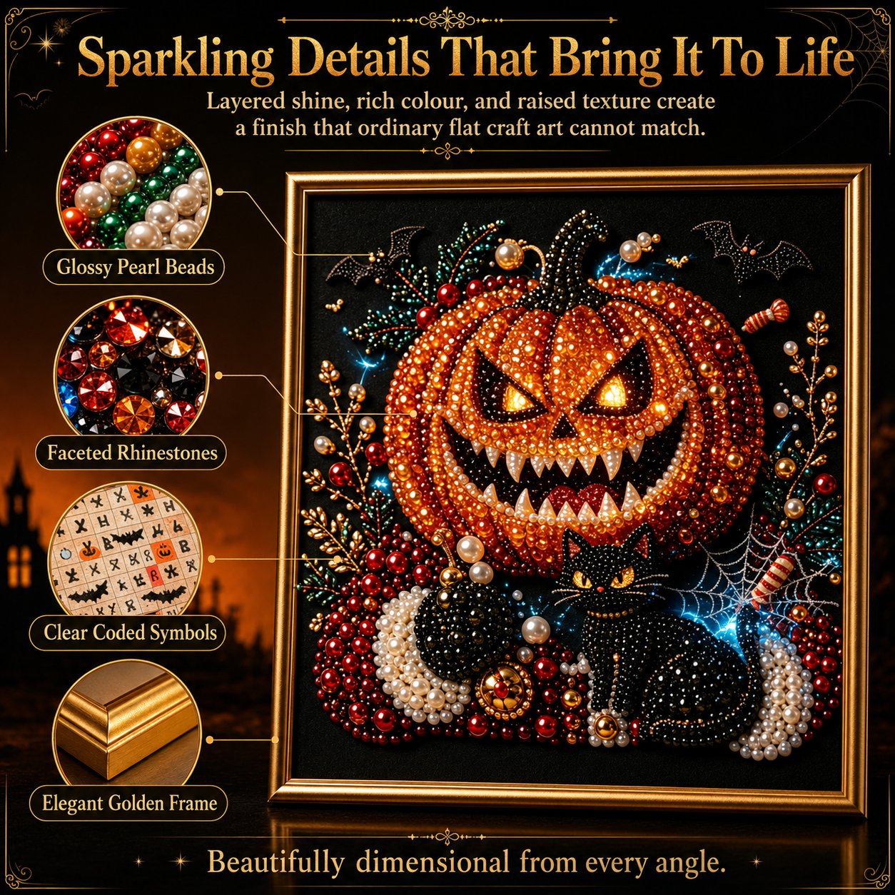 🖤 Premium 3D Pearl Dark Gothic Diamond Painting Art Kit | Luxury Flocked Canvas with Scratch-Resistant Non-Fading Pearl Beads DIY Dark Academia Decor 💀🕯️✨