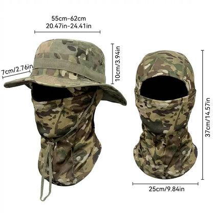 🔥Camouflage 6-in-1 Tactical Bucket Hat – Detachable Face Mask & Neck Flap for Sun Protection