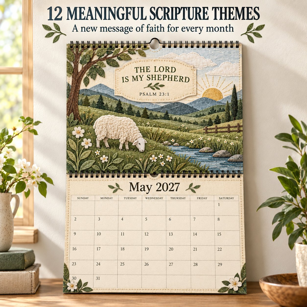 ✝️ 2027 Psalms Wall Calendar | Monthly Scripture & Christian Artwork