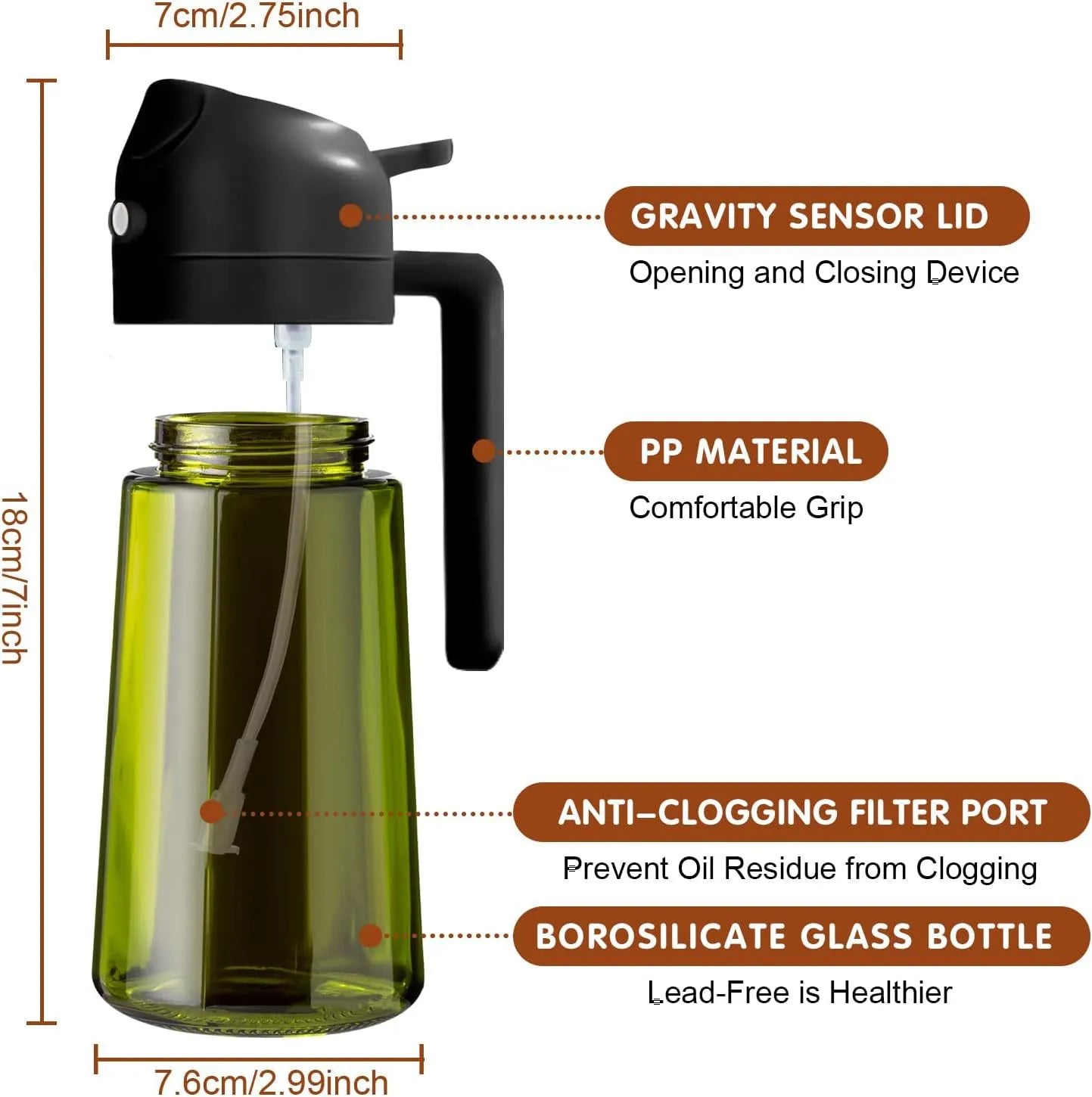 2-in-1 Glass Oil Sprayer & Dispenser – Leak-Proof Kitchen Bottle