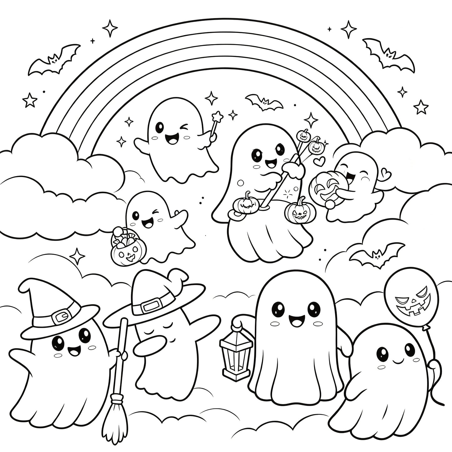 👻🎨Spooky & Cute Bold and Easy Coloring Book – A Whimsical Halloween Adventure(✨Hardcover)