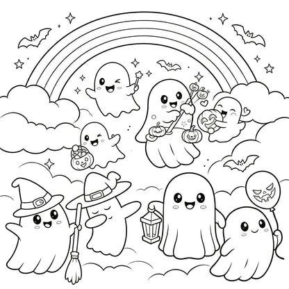 👻🎨Spooky & Cute Bold and Easy Coloring Book – A Whimsical Halloween Adventure(✨Hardcover)