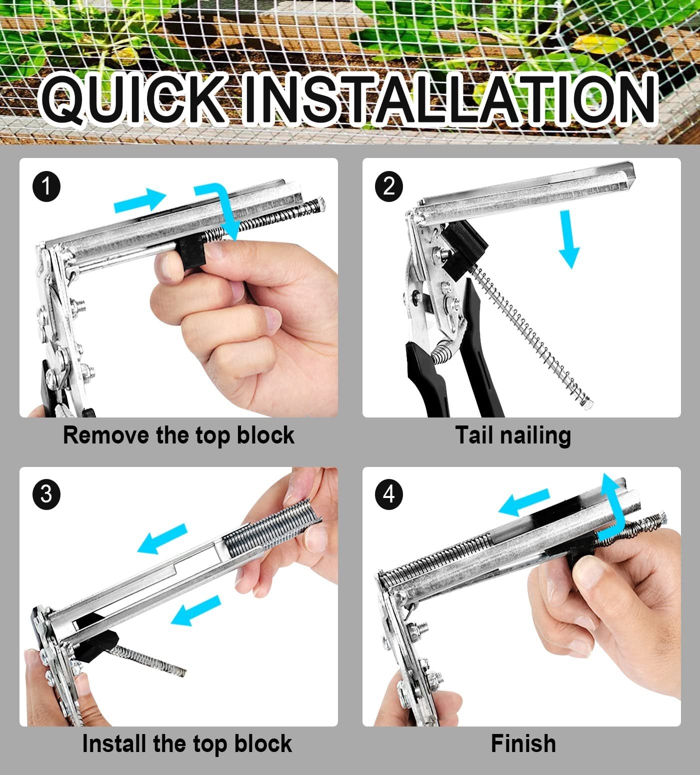 TYIIPLUS™ M-Type Hog Ring Pliers Kit – Semi-Automatic Spring-Loaded Fence & Cage Repair Tool