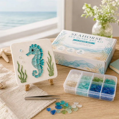 🐋🌊 DIY Sea Glass Mosaic Art Kit – Create Beautiful Ocean-Inspired Artwork with Colorful Glass Pieces