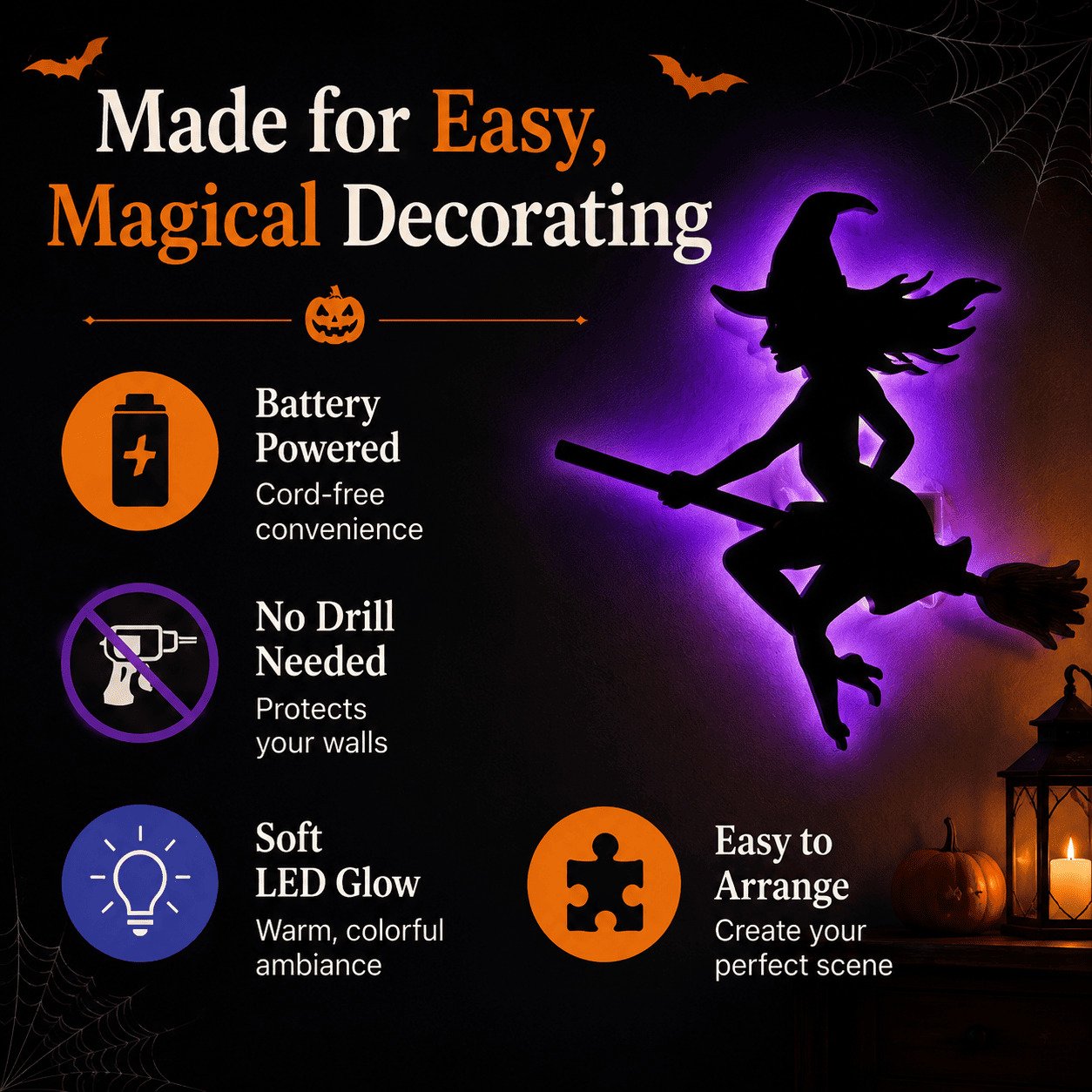 🎃Halloween HOT SALE 49% OFF 👻 Halloween LED Silhouette Wall Light Stickers