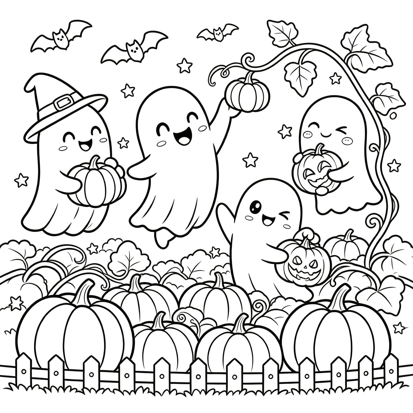 👻🎨Spooky & Cute Bold and Easy Coloring Book – A Whimsical Halloween Adventure(✨Hardcover)