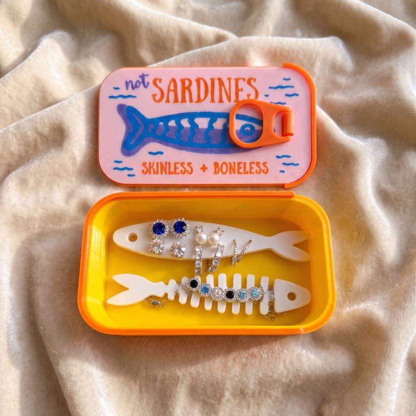 Sardine Tin Travel Jewelry Case