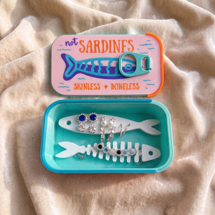 Sardine Tin Travel Jewelry Case