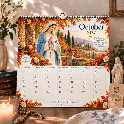 2027 Blessed Mother Wall Calendar – A Year of Grace, Hope & Prayer | Virgin Mary Christian Faith Calendar