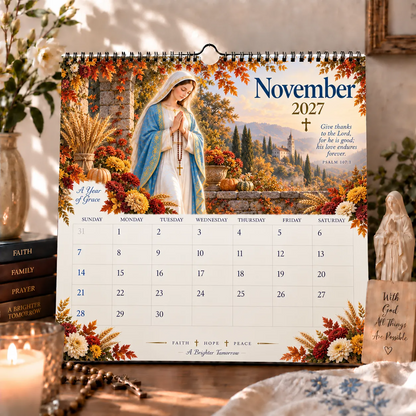 2027 Blessed Mother Wall Calendar – A Year of Grace, Hope & Prayer | Virgin Mary Christian Faith Calendar