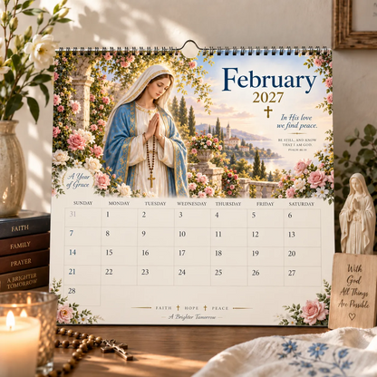 2027 Blessed Mother Wall Calendar – A Year of Grace, Hope & Prayer | Virgin Mary Christian Faith Calendar