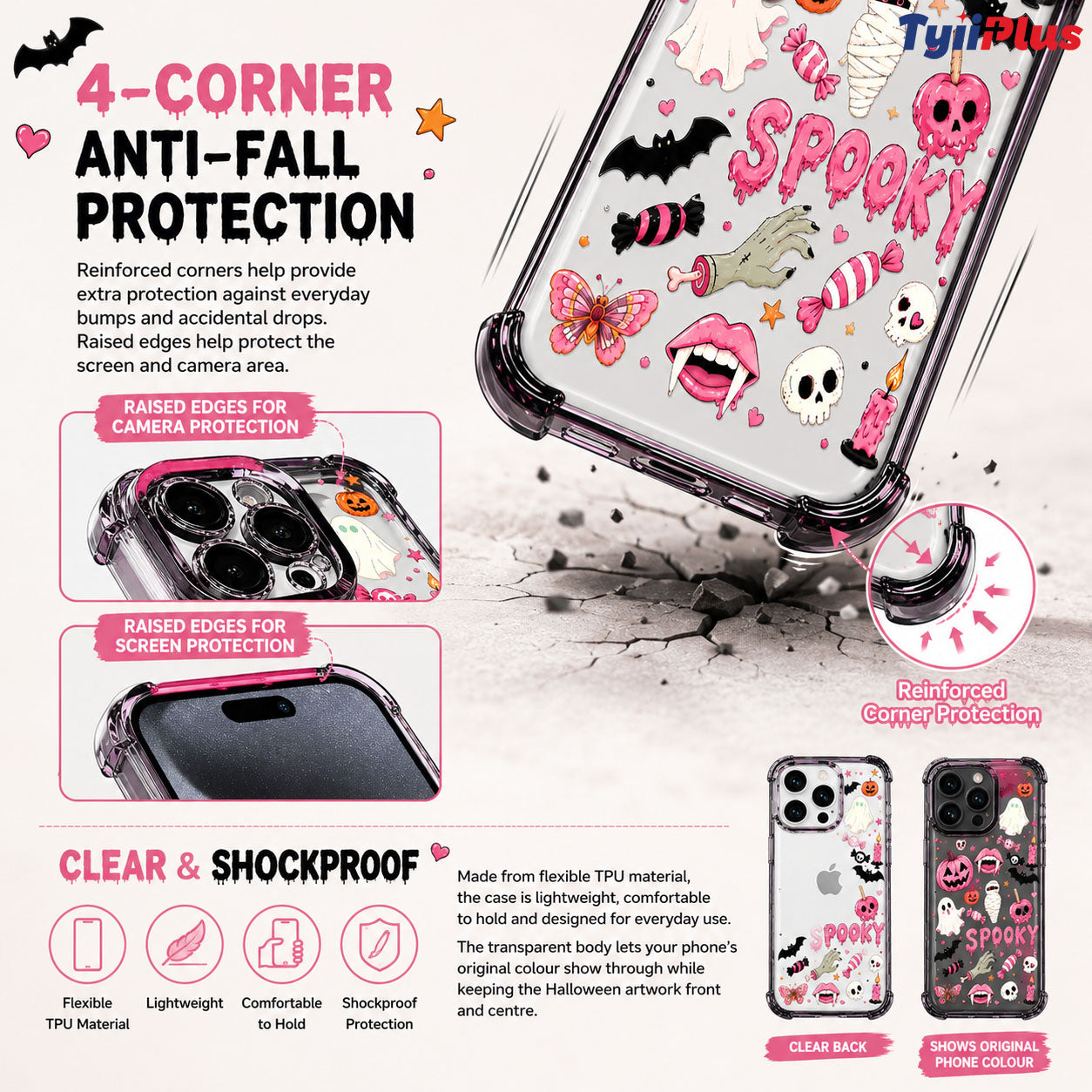 🎃TYIIPLUS™ Halloween Candy Ghost Phone Case – Cute Pumpkin & Ghost Design, Shockproof Magnetic Case for iPhone & Samsung Galaxy