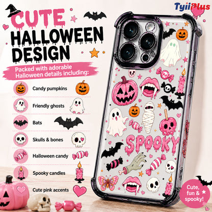 🎃TYIIPLUS™ Halloween Candy Ghost Phone Case – Cute Pumpkin & Ghost Design, Shockproof Magnetic Case for iPhone & Samsung Galaxy