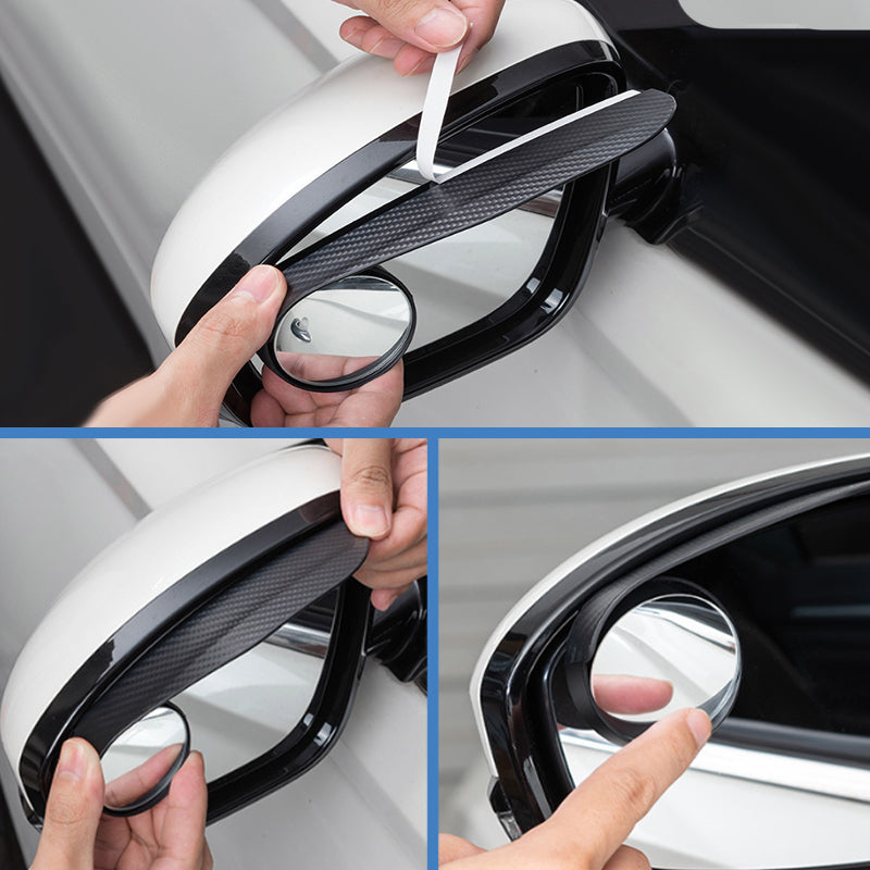 Car Rearview Mirror Rain Visor with 360° Adjustable Blind Spot Round Mirror