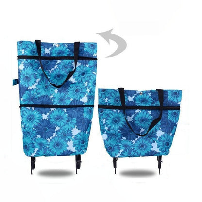 🔥HOT SALE 50% OFF🔥2-in-1 Foldable Shopping Cart Bag with Wheels – Reusable Rolling Grocery Tote